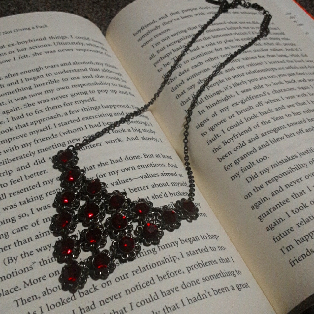 Silver and Red Necklace